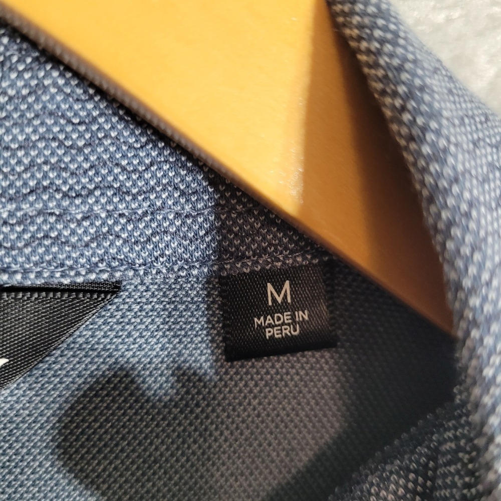 Travis Mathew Polo Mens M Blue Textured Pima Cotton Short Sleeve Golf Shirt - Picture 4 of 10